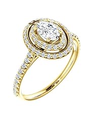 10K Yellow Gold Oval Cut Diamond Double-Halo Ring -- LIFETIME WARRANTY