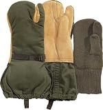 Olive Drab GI Leather Trigger Finger Mittens With Liner
