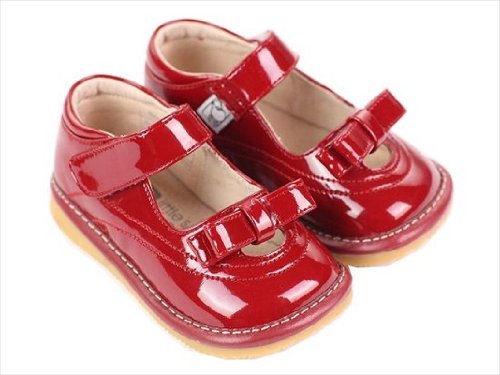 Girl Squeaky/Dress Shoes, Red/Black/Pink, Removable Squeaker (Toddler/kid/children)