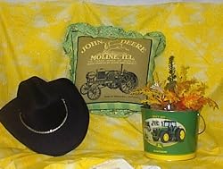 Antique John Deere 16" Zipper Throw Pillow features the first John Deere Tractor