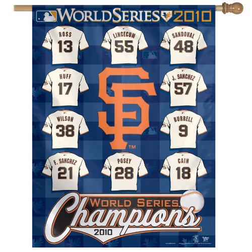MLB San Francisco Giants 2010 World Series Champion  Player 27-by-37 inch Vertical Flag