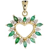 14k Gold 13 16 in. (21mm) tall Fancy Heart Pendant, w  1.25 Total Carat Brilliant Cut Diamonds and...