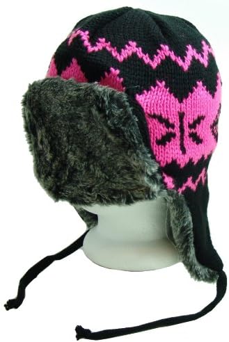FUROCITY HATS 100% Polyester Knit Trapper/Bomber Hat - Flourescent Pink