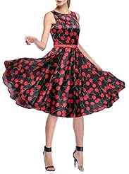 Cotton Vintage Floral Print Cocktail Spring Party Dress 