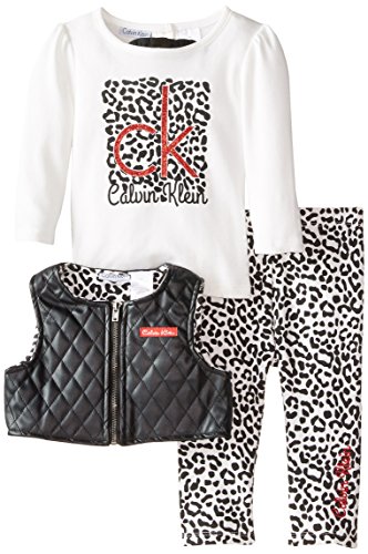 Calvin Klein Baby Girls' Vest with Tee and Animal Print Pants