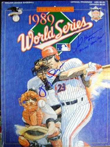 1989 World Series Program autographed by Tony Larussa & Dave Henderson (Oakland Athletics 1989 World Series Champion)