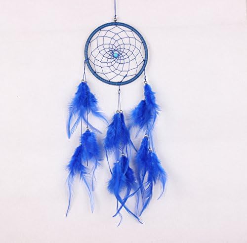 {Factory Direct Sale} Handmade Dream Catcher Circular Net with Feathers Wall Hanging Decoration Decor Ornament Craft Gift New (PG-blue)