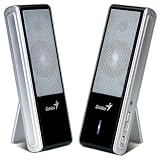 Genius SP-i202U, 2W/6W 2 piece Portable USB Digital Speakers with carry box. 2 watts RMS output power with USB port, 6 watts RMS.