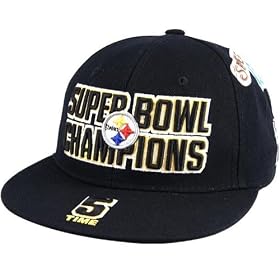 Reebok Pittsburgh Steelers Black Commemorative Super Bowl Champions Fitted Hat