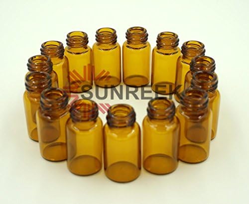 Sunreek™3 ml Amber Glass Essential Oil Bottle with Orifice Reducer and cap- 15 pack