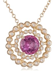 Suzy Landa 18k Rose Gold Bulls-Eye Pink Tourmaline and Diamonds Pendant Necklace