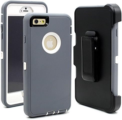 IPhone 6 Case,Iphone 6s Tough Armor Defender Built in Screen Protector 4 Layer Shock Absorbent Dust Proof PC + TPU Combo Protective 4.7 inch Cover (Grey/White)