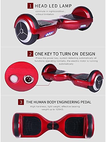 Z ZTDM Two Wheels Self Balancing Electric Drifting Board Smart Scooter with LED Light Red