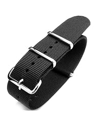 Nato 23mm Heat Sealed Heavy Nylon Polished Buckle - Black