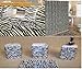 JN 19pcs Bath Accessory Set Lovely White Zebra Print Bathroom Rugs& Shower Curtain!