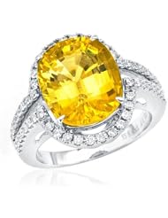 18K White Gold 0.53 CTW Color G SI2-SI3 Diamond and 8.45 CTW Sapphire Cocktail Women Ring. Ring Size 6.5. Total Item weight 9.1 g.
