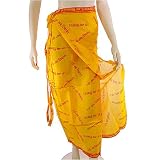 Orange Cotton Wrap Around Skirt with Om Mani Padme Hum designs