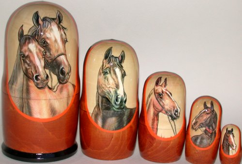 Childrens Toyshop  Toys : Russian Nesting nested Stacking Doll Horses 5 Pcs / 7 in Tall Item #h.1 6 18