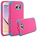 S6 Case, LK [Combo Armor] Hard PC Cover with Soft Silicone Case Hybrid Defender Shockproof Protective Case for Samsung Galaxy S6 [Hot Pink / Blue]