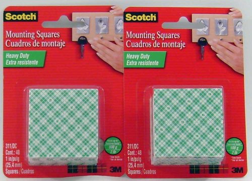 Scotch 3m Heavy Duty 1 Mounting Squares 48count #311DC 2Pk FREE SHIPPING