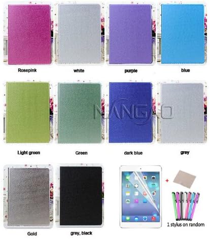 Nangao Rose Pink Natural Silk Pattern Pu Leather Case for Ipad 5 Stand Smart Cover for Ipad Air New Ultra Thin Leather Cover Skin Stand with Screen Protector and Touch Pen