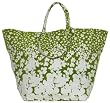 Cotton Canvas Kiwi Green and White Beach Bag 26"L Top x 16.5"H