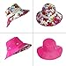 WindFeel Women Large Wide Brim Beach Hat with Sun Visor Shade Multicolor Flowers, Hot Pink