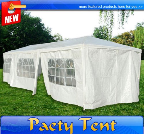 Frugah White 10'x30' White Party Tent Canopy Wedding with 6 Side Walls