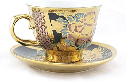 Ambilight Porcelain 6-ounce Coffee Cup and Saucer Flora Chintz with Gold Trim,set of 1,Black,C5(1),outstanding decorative cups