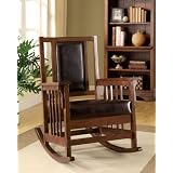 Benzi Solid Wood Leather Rocking Chair