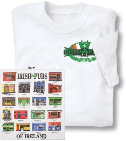 Irish Pubs T-Shirt Mens Cotton White Medium