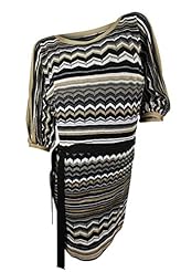 Striped Print Zig Zag Sweater Metallic/Polyester/Rayon/Wool/Knit  Dress