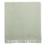 Classic Pooh Ribbed Velboa Blanket with Satin Trim and Back - Sage (30x40)