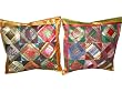Thanks Giving-2 Hot Pink Green Sari Zari Borders Toss Pillow Cushion Covers