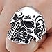 INBLUE Men's Stainless Steel Ring Band Silver Tone Black Skull Bone Size9