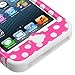 Thousand Eight(TM) iPod Touch 5 (5th Generation) Hard Plastic Dual Layer Tough Shield Heavy Duty Protective Case + [Free Touch Screen Stylus] (TUFF case Dots(Pink/White)/White)