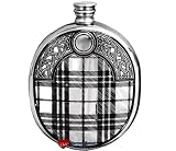 Oval Wedge Hip Flask 6oz Pewter Tartan Sporran