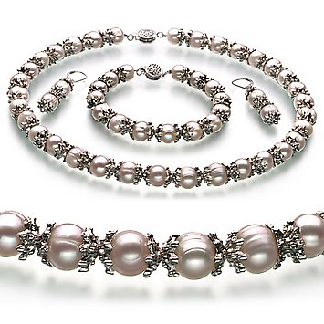 PearlsOnly MarieAnt White 8-9mm AA Freshwater Pearl Set