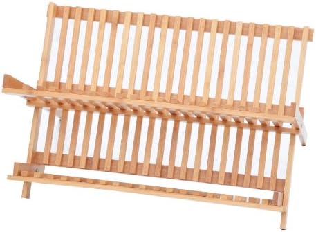 Bamboo Folding Dish Rack - 100% Natural Bamboo by KitchInspirations