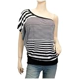 Striped One Shoulder Plus Size Top