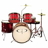 GP55 Child Size Junior Drum Set with Seat, Sticks and Cymbals - Wine Red