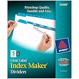 Avery Index Maker Clear Label Dividers, Easy Apply Label Strip, 5-Tab, Blue, 5 Sets (11410)