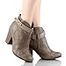 Breckelle's GAIL-22 Women's Belted Chunky Stacked Heel Ankle Booties Beige 8