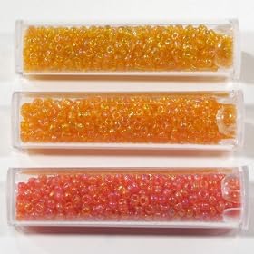 SG Paris - Rue De La Perle - Perles En Verre/Rocaille 2Mm 3 Tubes De 7Gr Chacun En Camaieux/Orange Ab