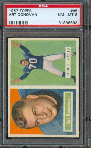 1957 Topps #65 Art Donovan Baltimore Colts Football Card Professionally Graded PSA 8 NM-MT