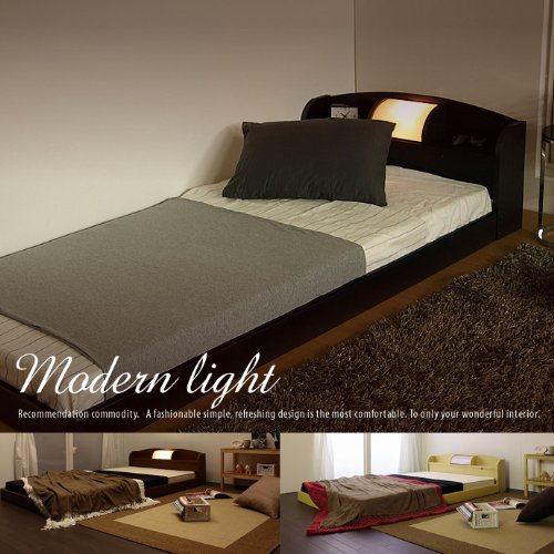 ライト付きローベッド[フロアベッド]　Modern Light（シングル）／フロアーベッド／ブラック【フレームのみ】