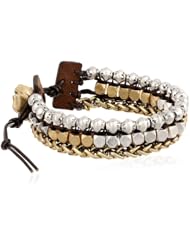 Lucky Brand "Royal Jewels" Two-Tone Mixed Two-Tone Faux Wrap Bracelet, 7"