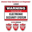 Security System Signs ~1 Sign & 3 Free Decals~ Alarm&nbsp;&nbsp;by Signnation 