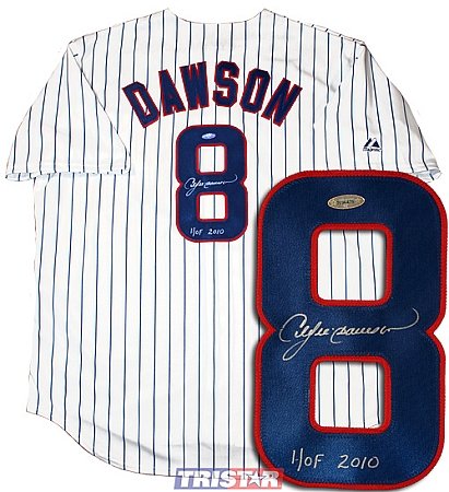 Andre Dawson Signed Autographed Chicago Cubs Replica Pinstripe Jersey Inscribed HOF 2010