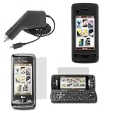 Rapid Car Charger + Black Rubberized Hard Cover Case + LCD Screen Protector for Verizon LG enV Touch VX11000